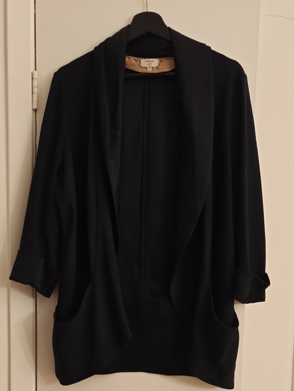 Wilfred Black Draped Open-Front Blazer